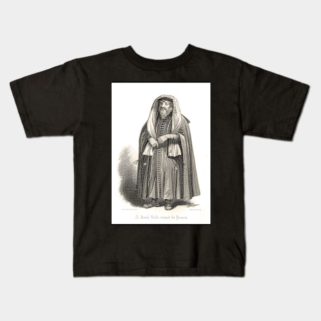 A Jewish Rabbi dressed for prayers Kids T-Shirt by artfromthepast
